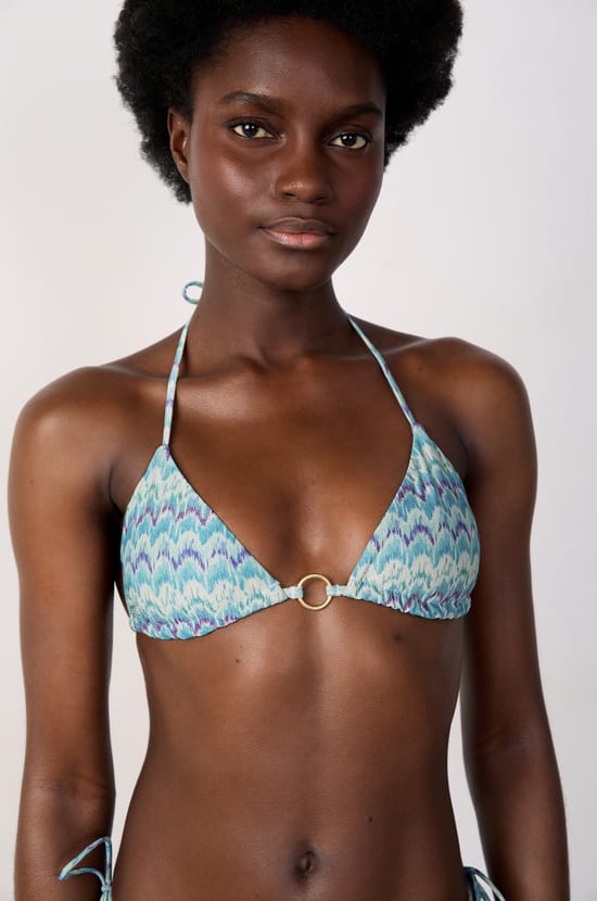 Triangle Bikini Top With Ring Detail;${refinementColor}