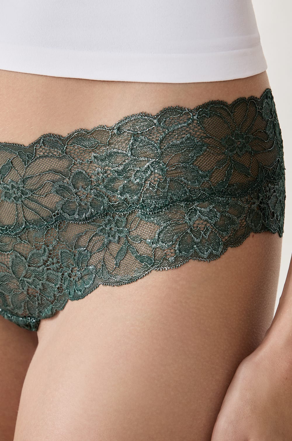 Iridescent Lace V-Shape Hipster;${refinementColor}