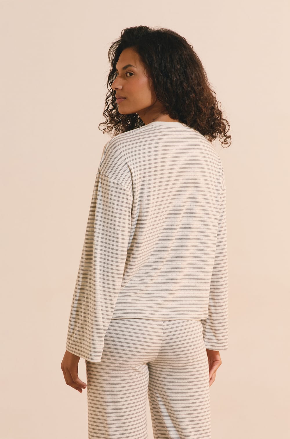 Sweatshirt de pyjama &agrave; rayures;${refinementColor}