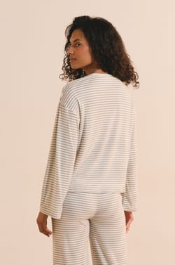 Sweatshirt de pyjama &agrave; rayures;${refinementColor}