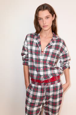 2-Piece Checkered Cotton Pajama Set;${refinementColor}