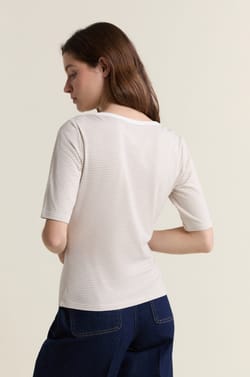 T-shirt col rond &agrave; rayures;${refinementColor}