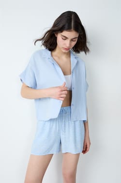 Camisa de pijama de algodón de manga corta;${refinementColor}