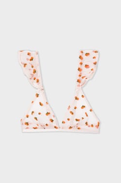 Orange Tulle Wireless Triangle Bra;${refinementColor}
