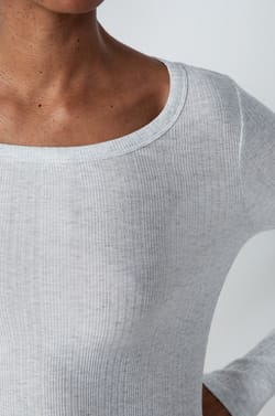Long-sleeved ribbed cotton pyjama T-shirt;${refinementColor}