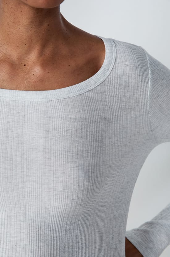 T-shirt de pyjama manches longues côtelé en coton;${refinementColor}