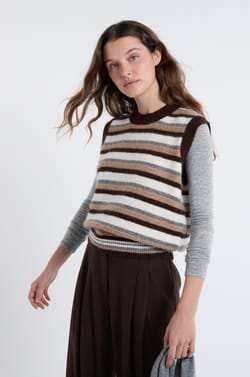 Pull sans manches à rayures;${refinementColor}