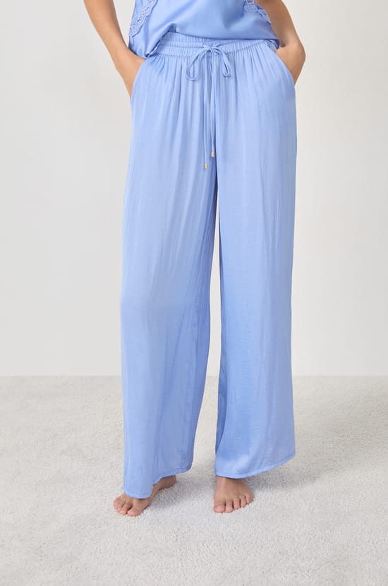 Wide-leg satin pyjama trousers;${refinementColor}