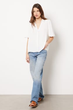 Textured Short-Sleeved Puff Shirt;${refinementColor}