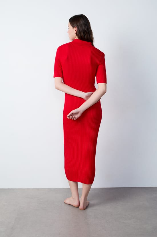 Long polo collar dress;${refinementColor}