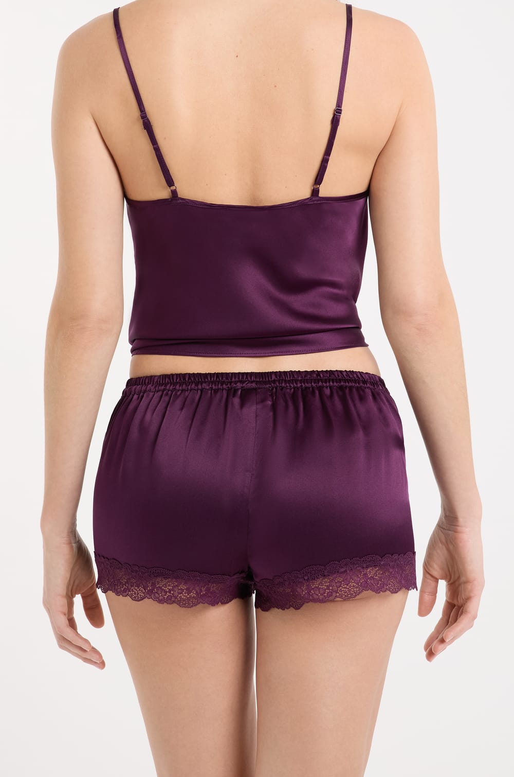 Short en soie détails dentelle;${refinementColor}