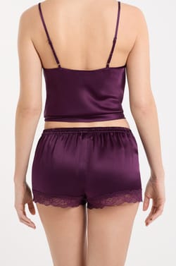 Short en soie détails dentelle;${refinementColor}