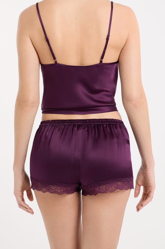 Short en soie détails dentelle;${refinementColor}