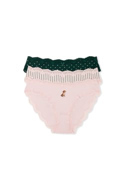 Lot de 3 culottes en coton et dentelle;${refinementColor}