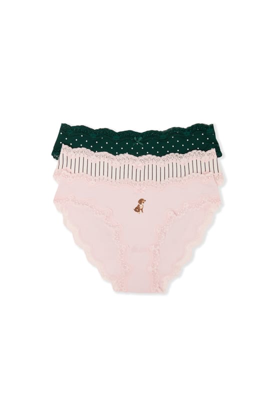 Lot de 3 culottes en coton et dentelle;${refinementColor}