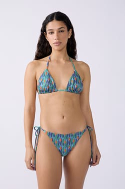Glittery Triangle Bikini Top;${refinementColor}