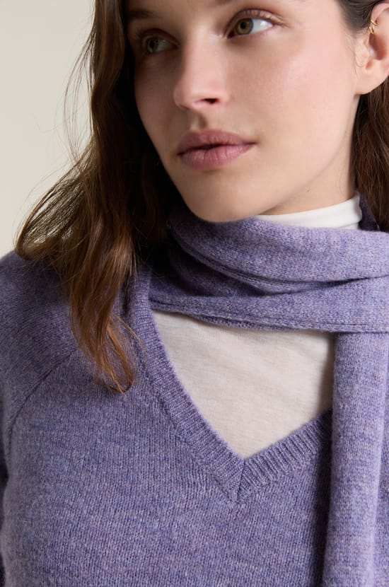 Pull col V avec &eacute;charpe int&eacute;gr&eacute;e;${refinementColor}