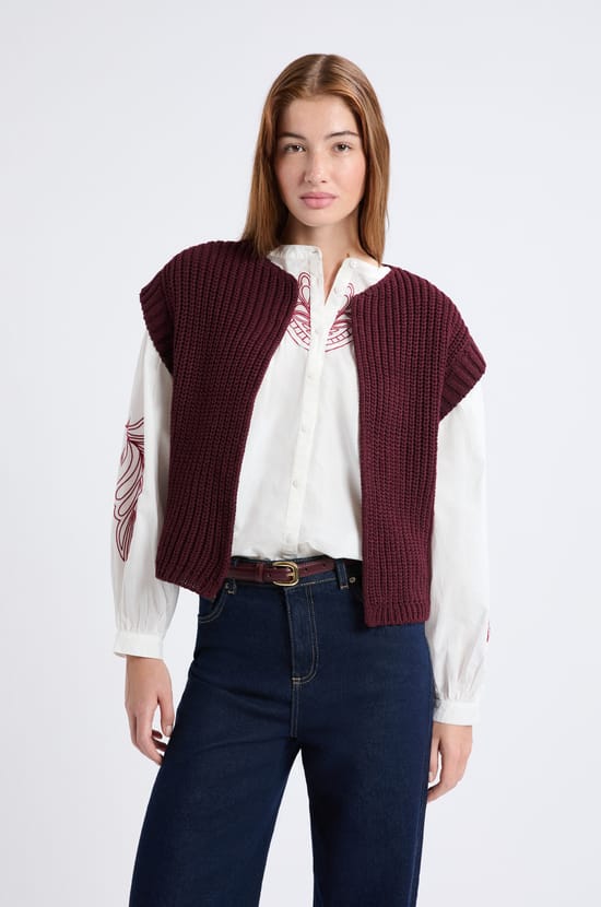 Gilet sans manches grosse maille;${refinementColor}