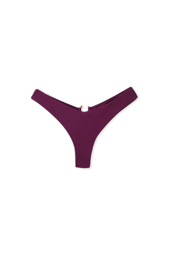 Brazilian Bikini Bottom with Satin Finish and Jewel Detail;${refinementColor}