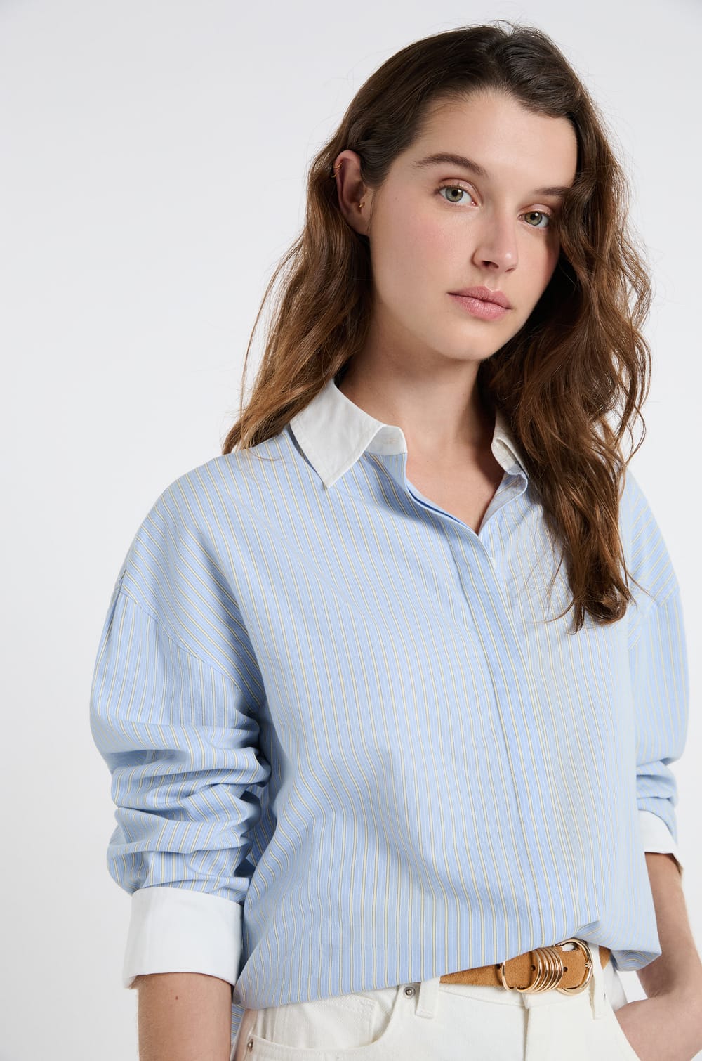 Two-tone shirt with cotton;${refinementColor}