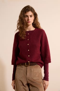 Pull cardigan avec laine;${refinementColor}