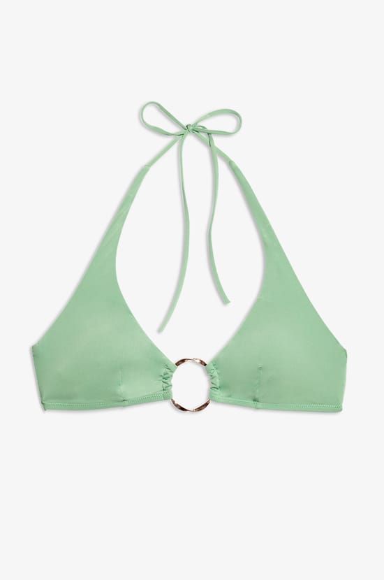 Ring Detail Triangle Bikini Top;${refinementColor}