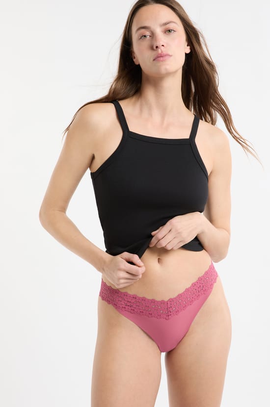 Tanga in Microfiber and Lace;${refinementColor}