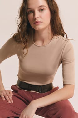 T-shirt manches 3/4 en coton;${refinementColor}