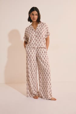 Pantalon de pyjama &eacute;lastiqu&eacute; &agrave; motifs;${refinementColor}