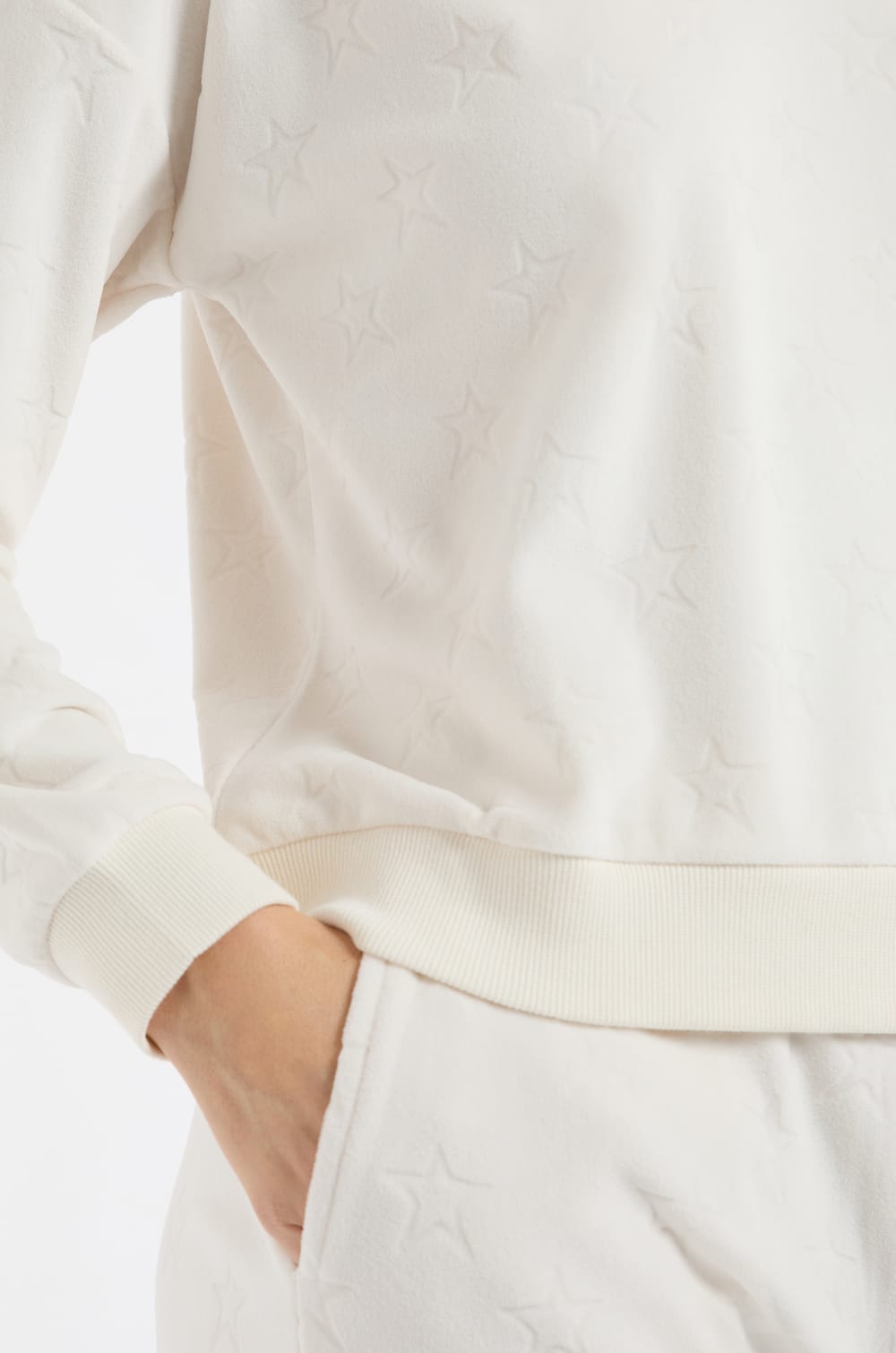 Pyjama Sweatshirt with Star Motifs;${refinementColor}