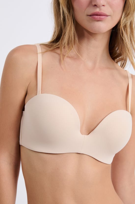 Soutien-gorge bandeau microfibre push-up bretelles amovibles;${refinementColor}