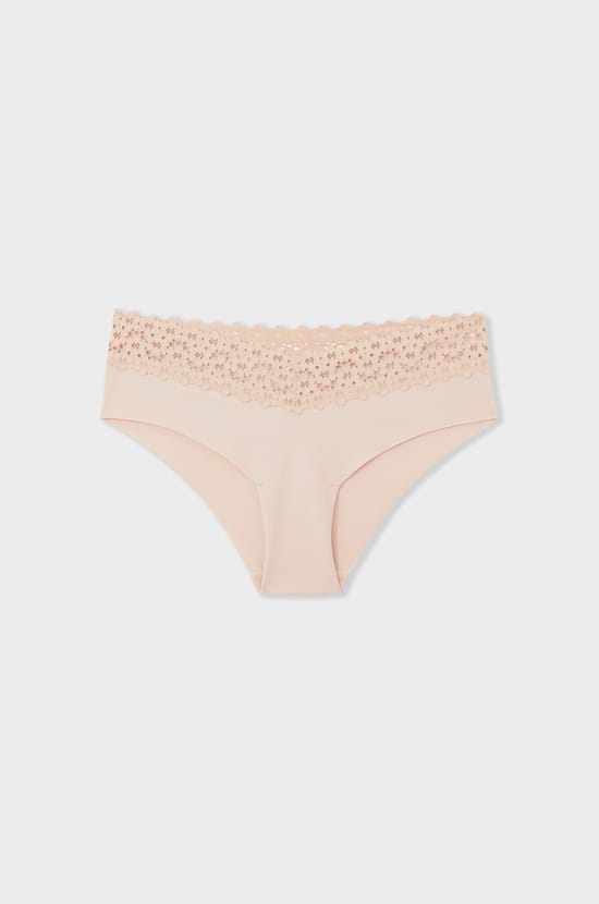 Microfiber Hipsters With Lace Details;${refinementColor}