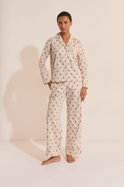 Chemise de pyjama &agrave; motifs fleuris en coton;${refinementColor}