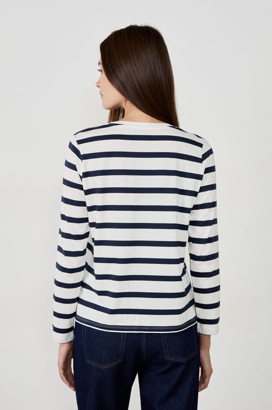 T-shirt manches longues à rayures;${refinementColor}