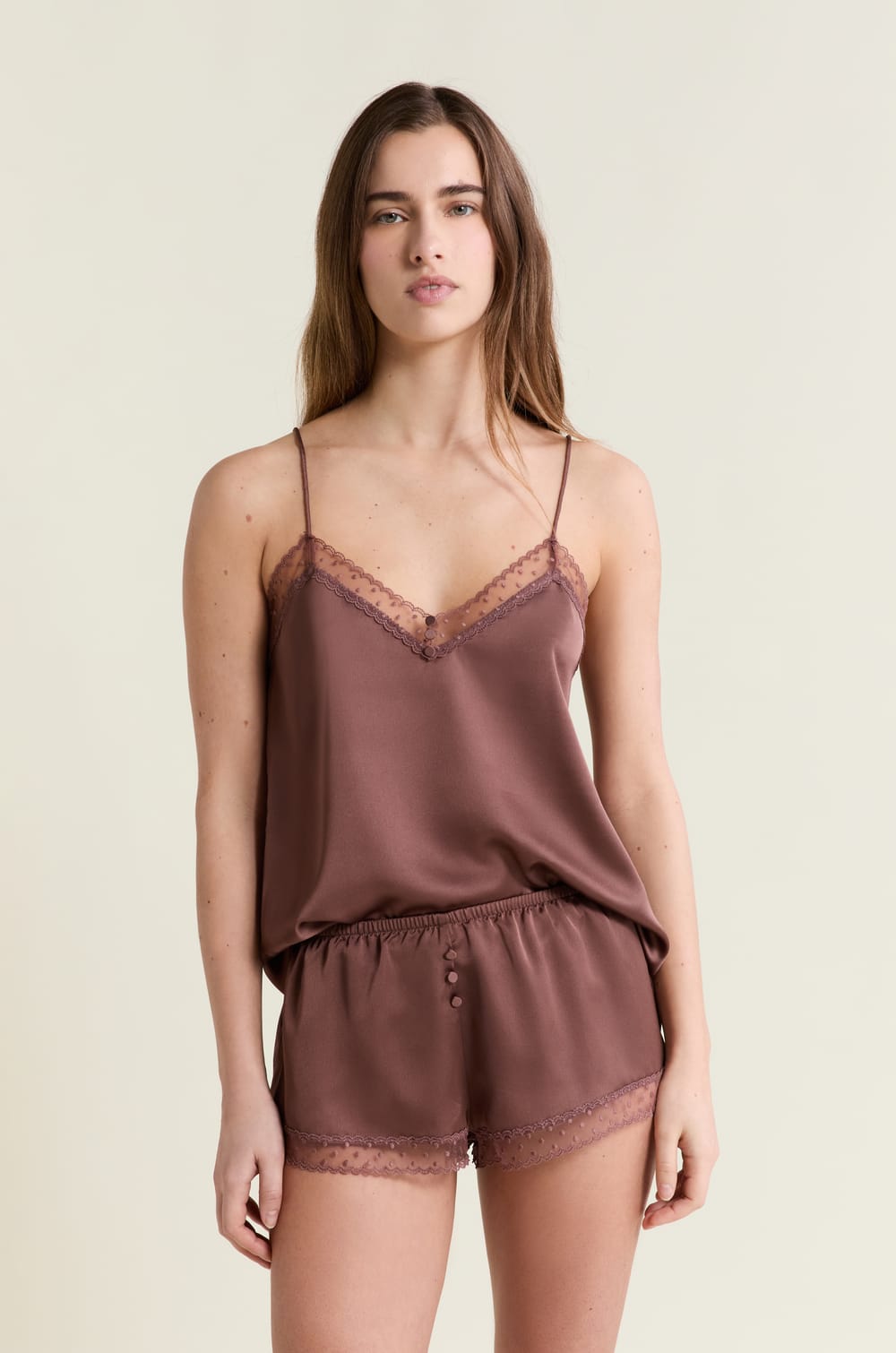 Short de pyjama satin&eacute;;${refinementColor}