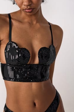 Soutien-gorge bustier coeur coques fines en sequins;${refinementColor}