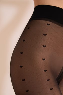 Collant transparent &agrave; motifs c&oelig;urs - 15 Deniers ;${refinementColor}