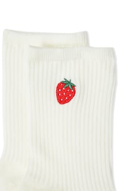 Chaussettes cotel&eacute;es avec coton &agrave; motif fraise;${refinementColor}