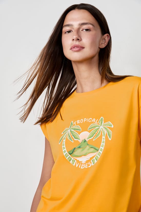 Cotton T-shirt "Tropical vibes;${refinementColor}