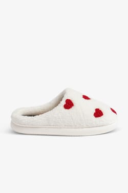 Heart pattern mule slippers;${refinementColor}