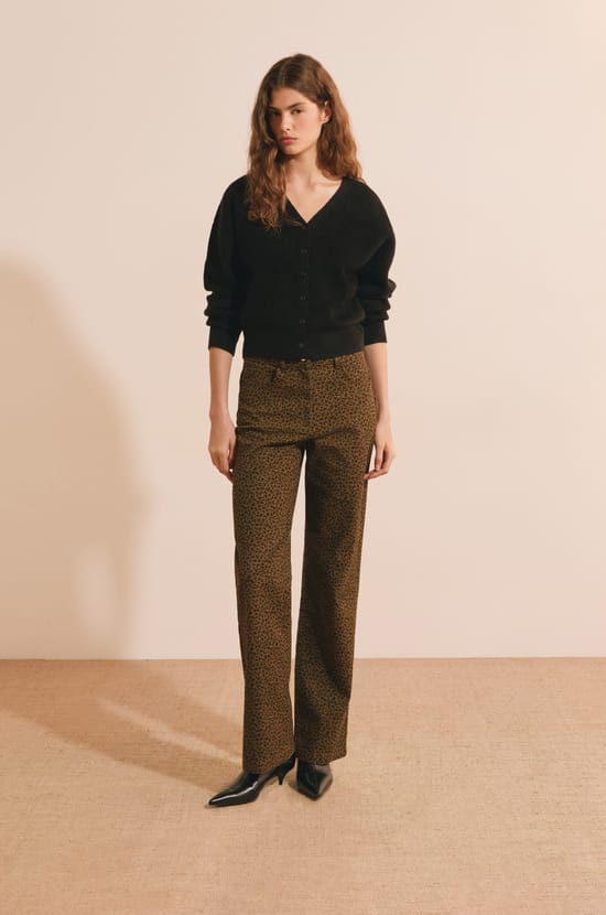 Pantalon &agrave; motif l&eacute;opard;${refinementColor}