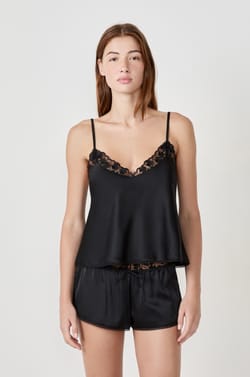Top de tirantes satinado con detalles de encaje;${refinementColor}
