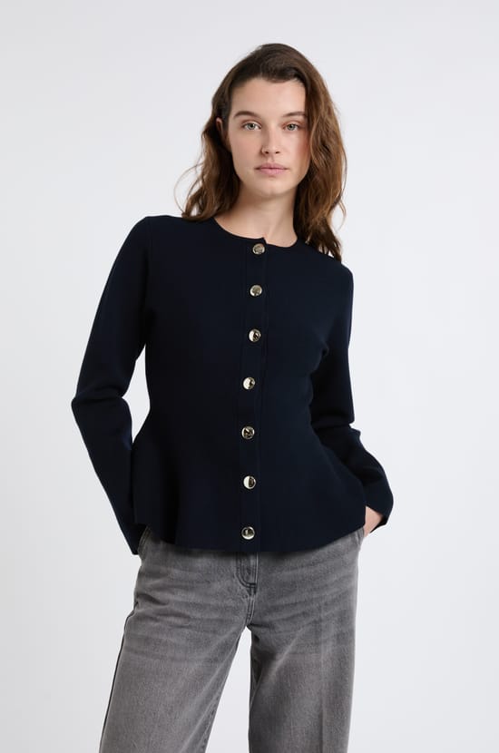 Top &agrave; manches longues avec boutons dor&eacute;s;${refinementColor}