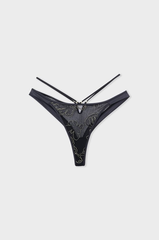 Tanga en dentelle rebrodée;${refinementColor}