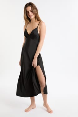 Long Satin Nightdress;${refinementColor}