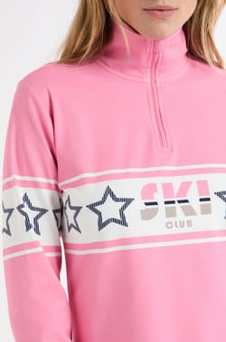 T-shirt en mati&egrave;re technique int&eacute;rieur polaire &agrave; imprim&eacute; "ski club";${refinementColor}