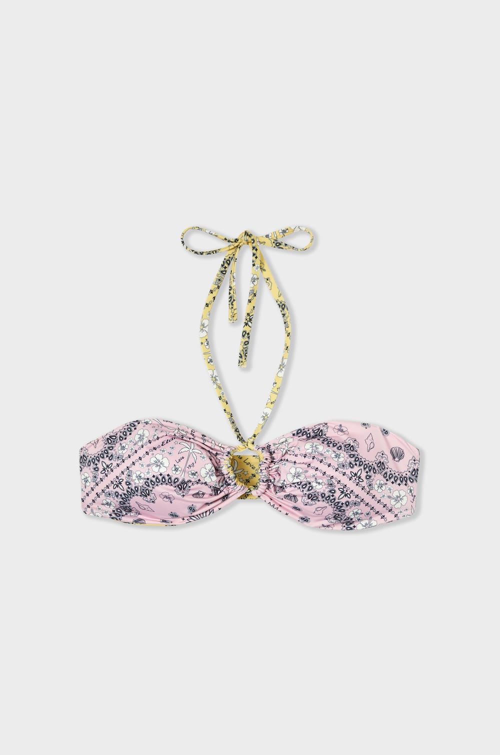 Reversible printed bandeau bikini top;${refinementColor}