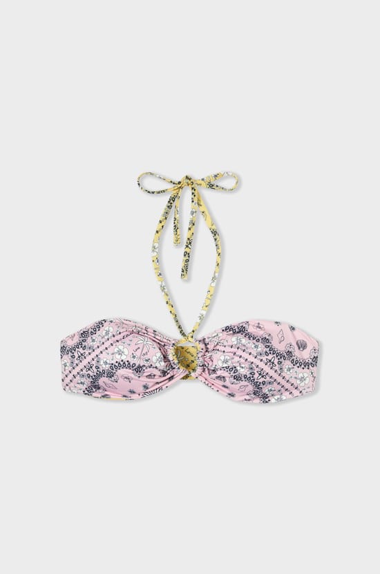 Reversible printed bandeau bikini top;${refinementColor}