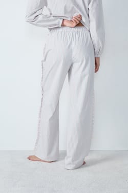 Cotton Pyjama Trousers Straight Cut with Stripes;${refinementColor}