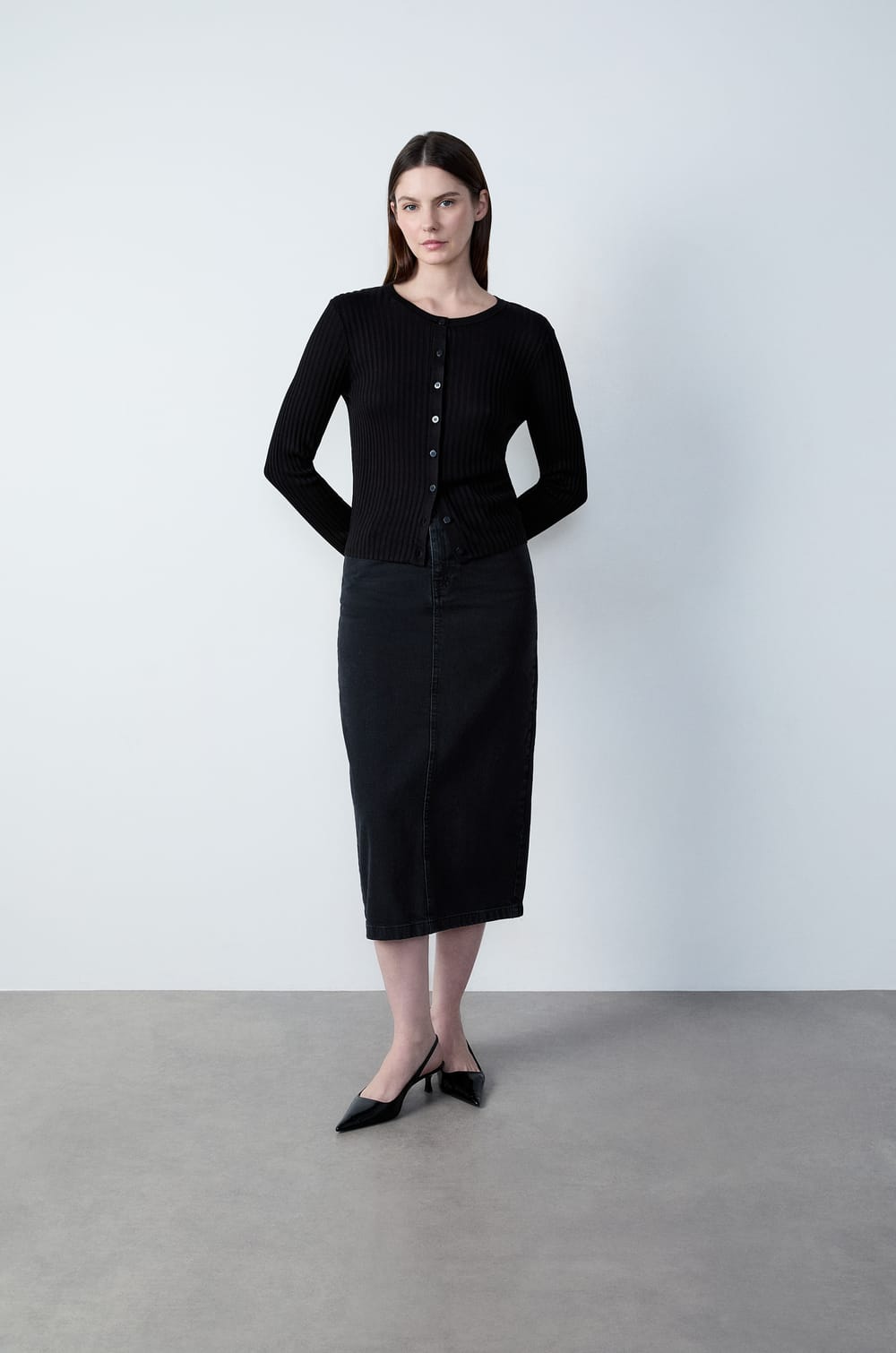 Knitted Button-Up Cardigan;${refinementColor}